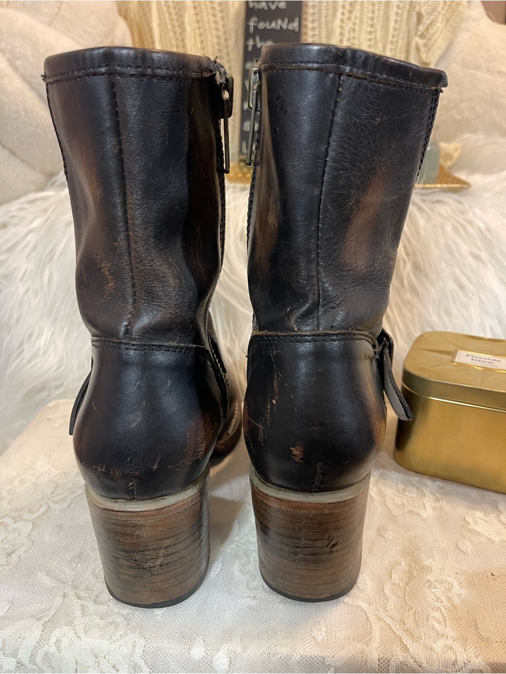 Freebird EUC Carlito in Black Distressed Leather Moto Boots MSRP$295 - Picture 4 of 10